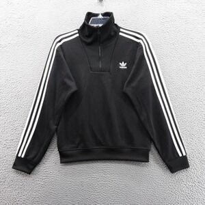 Adidas Originals Mens XS Funnel Neck‎ Track Jacket 3 Stripes Black 1/4 Zip NWT